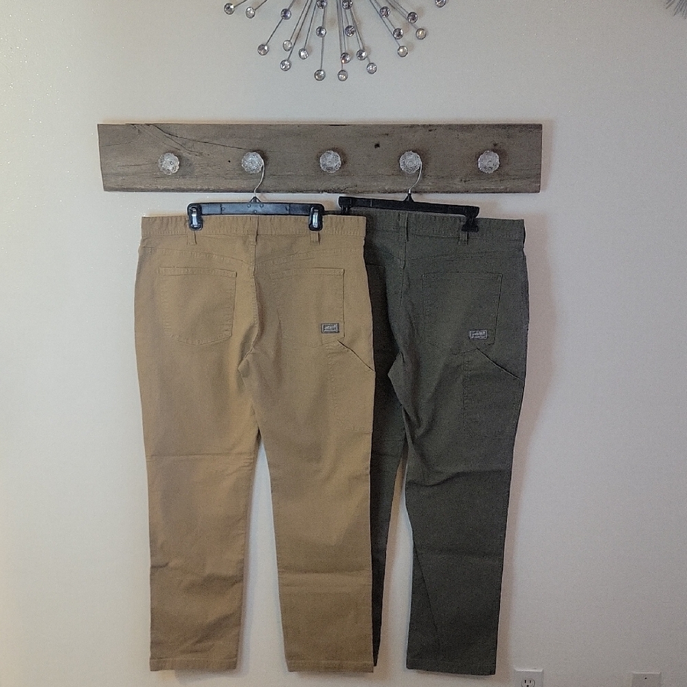 NWOT Eddie Bauer Bundle- Men's Stretch Utility Pants - Tan and Olive